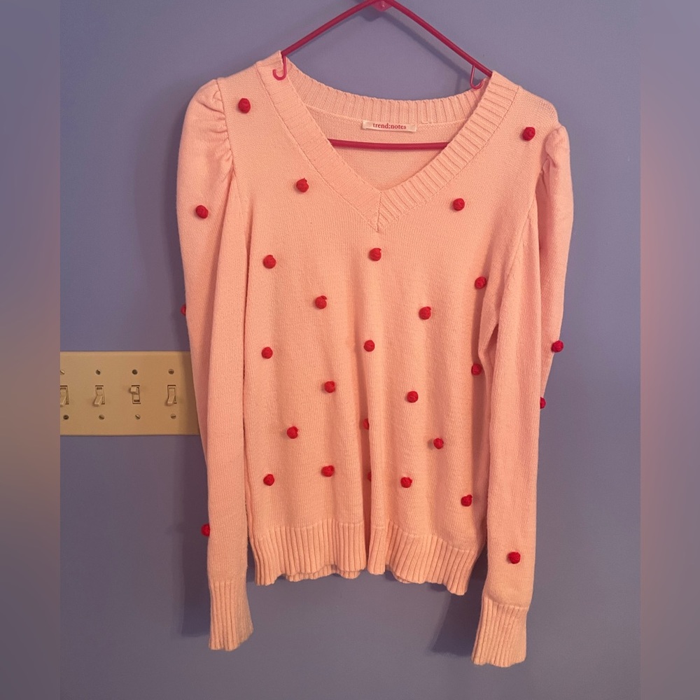 Pink and red polkadot, Valentine’s Day sweater